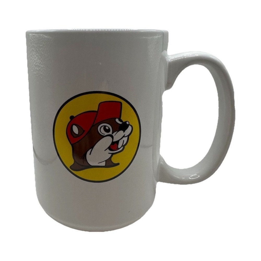 Bucee's White Ceramic Large Coffee Mug Beaver Microwave Dishwasher Safe